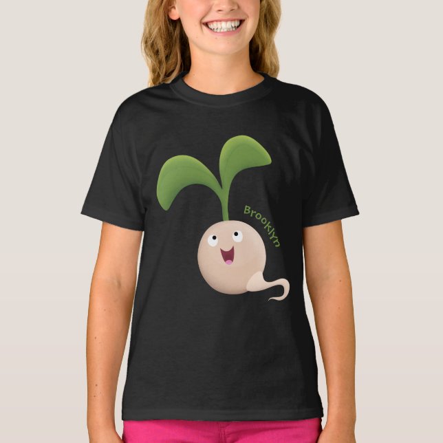 Tecknad av groddar för utsäde av Cute lycklig T Shirt (Framsida)