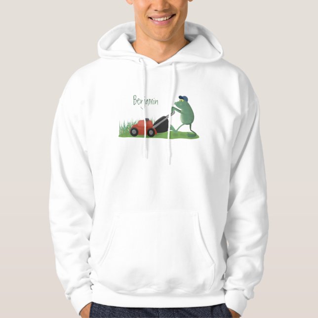 Tecknad av grönt groda med mosbildning hoodie (Framsida)