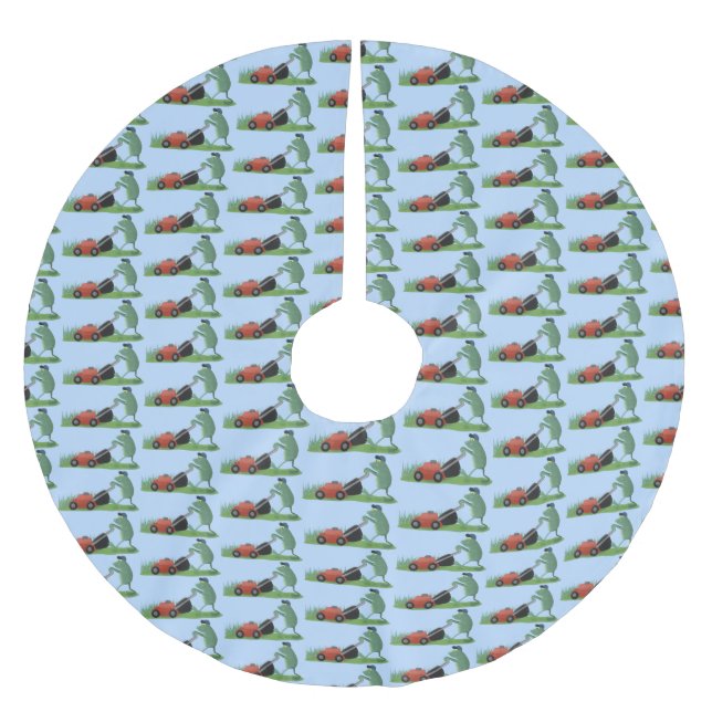 Tecknad av grönt groda med mosbildning julgransmatta borstad polyester (Framsidan)