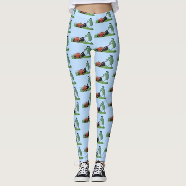 Tecknad av grönt groda med mosbildning leggings (Framsida)