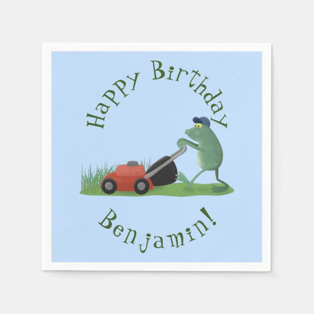 Tecknad av grönt groda med mosbildning pappersservett (Framsidan)