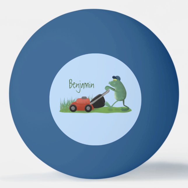 Tecknad av grönt groda med mosbildning pingisboll (Framsidan)