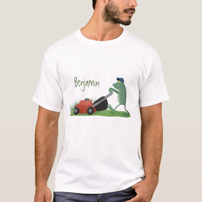 Tecknad av grönt groda med mosbildning t shirt (Framsida)