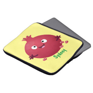 Tecknad av grumlig frukt i lycklig laptop fodral