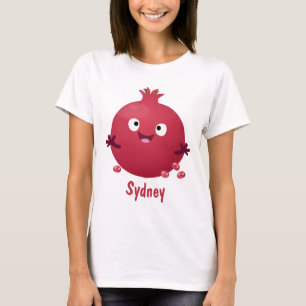 Tecknad av grumlig frukt i lycklig t shirt