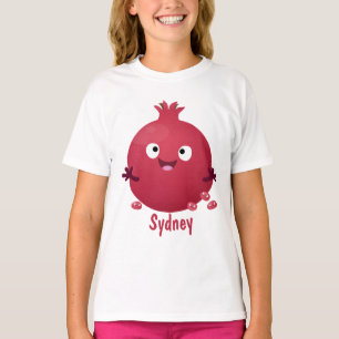 Tecknad av grumlig frukt i lycklig t shirt