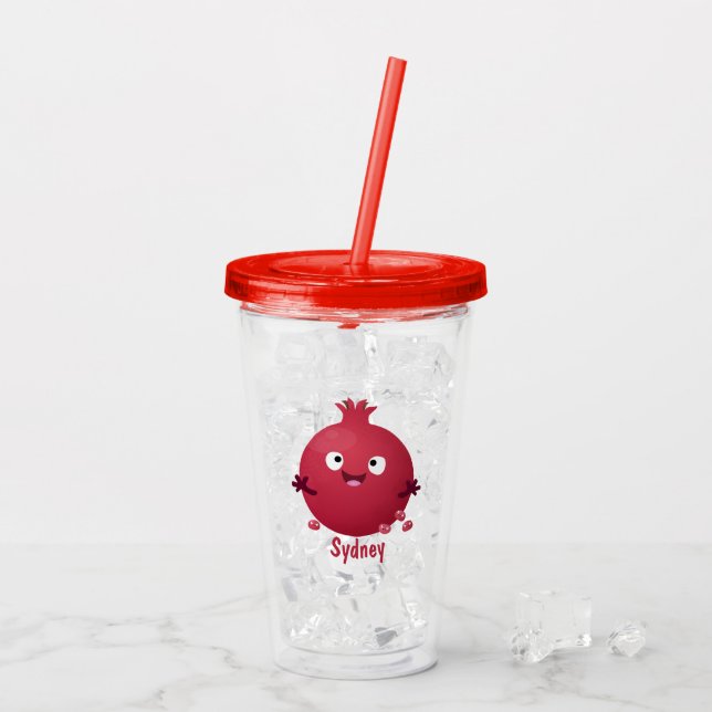 Tecknad av grumlig frukt i lycklig take away mugg (Baksida Ice)