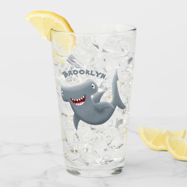 Tecknad av gullig hammerhead-haj glaskopp (Framsida Ice)