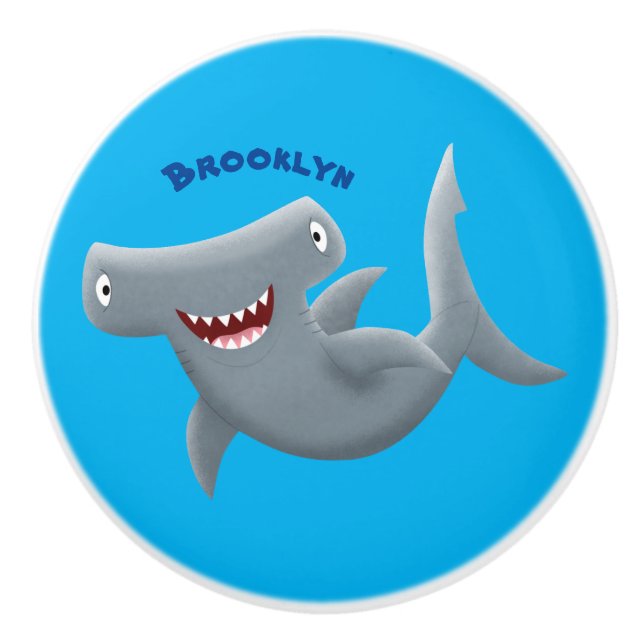 Tecknad av gullig hammerhead-haj knopp (Framsidan)