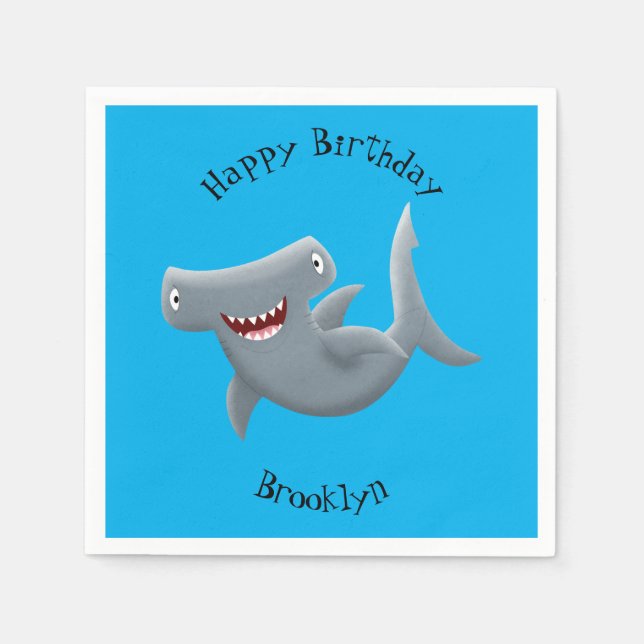 Tecknad av gullig hammerhead-haj pappersservett (Framsidan)