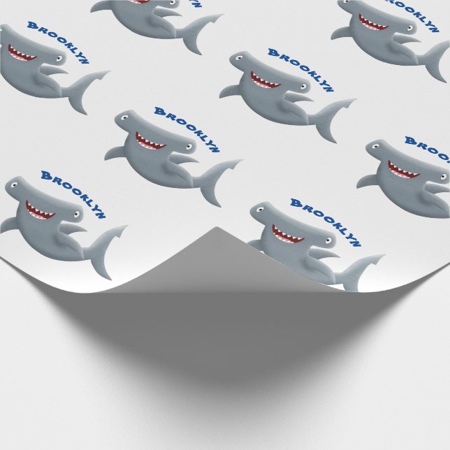 Tecknad av gullig hammerhead-haj presentpapper (Hörn)