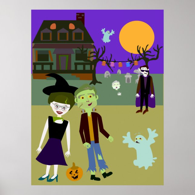 Tecknad av Halloween Hangout-Roligt- Poster (Framsidan)