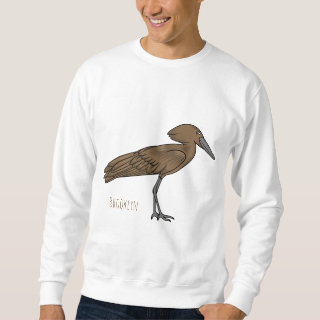 Tecknad av Hamerkop-fågel Lång Ärmad Tröja (Framsida)