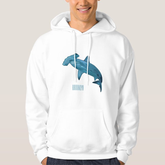 Tecknad av hammerhead shark hoodie (Framsida)