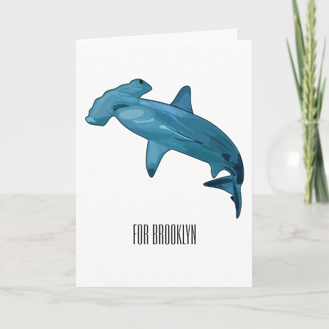 Tecknad av hammerhead shark kort (Framsida)