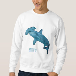 Tecknad av hammerhead shark lång ärmad tröja