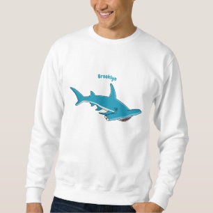 Tecknad av hammerhead shark lång ärmad tröja