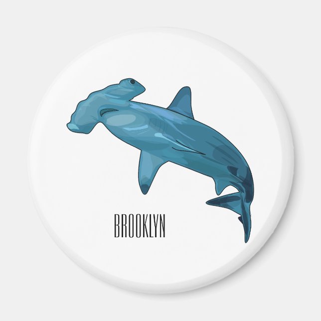 Tecknad av hammerhead shark magnet (Framsidan)