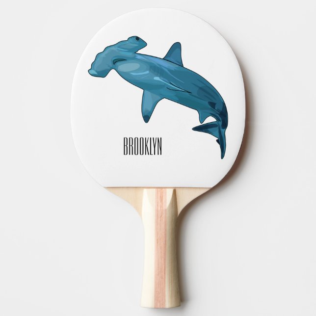 Tecknad av hammerhead shark pingisracket (Framsidan)