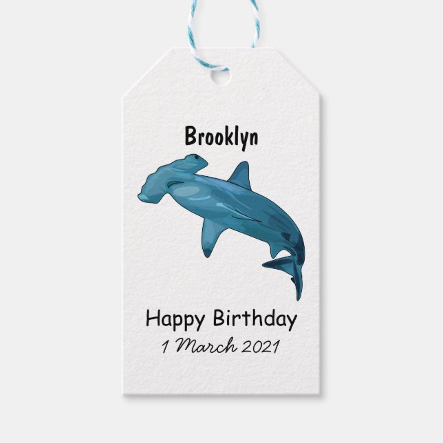 Tecknad av hammerhead shark presentetikett (Framsidan)
