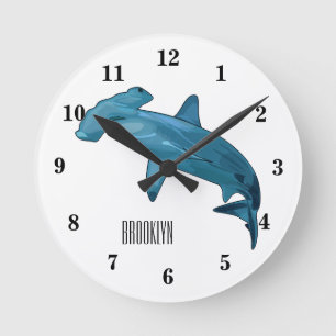 Tecknad av hammerhead shark rund klocka