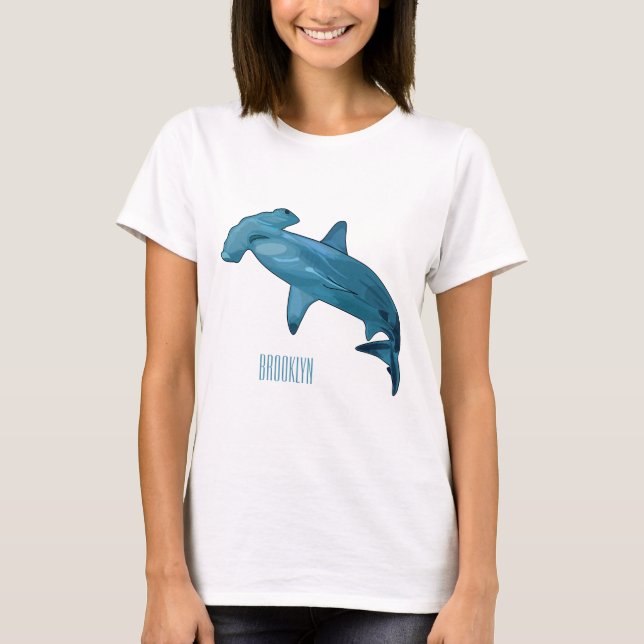 Tecknad av hammerhead shark t shirt (Framsida)