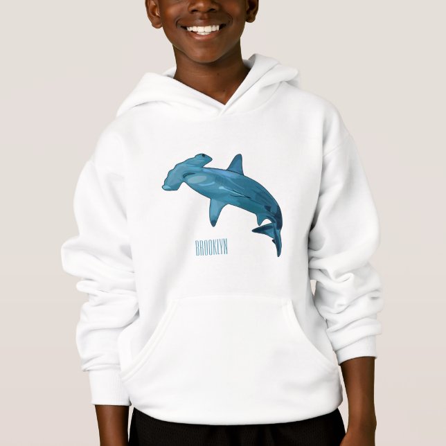 Tecknad av hammerhead shark t shirt (Framsida)