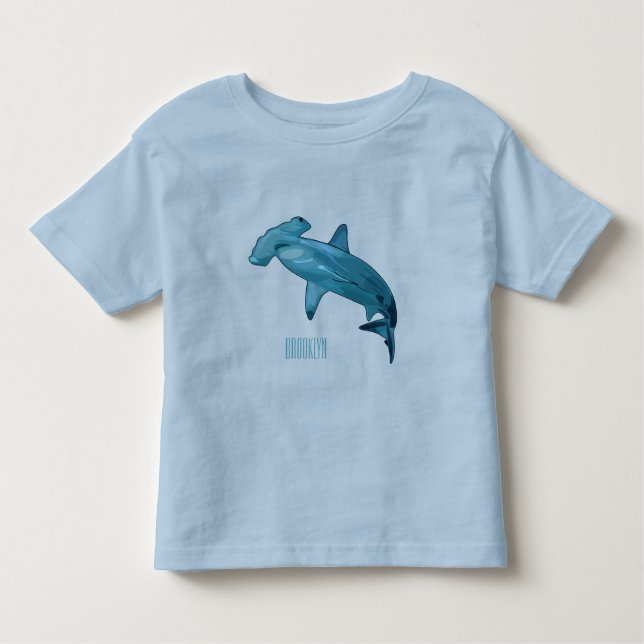 Tecknad av hammerhead shark t shirt (Framsida)