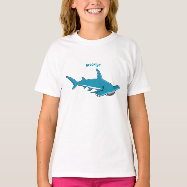 Tecknad av hammerhead shark t shirt (Framsida)