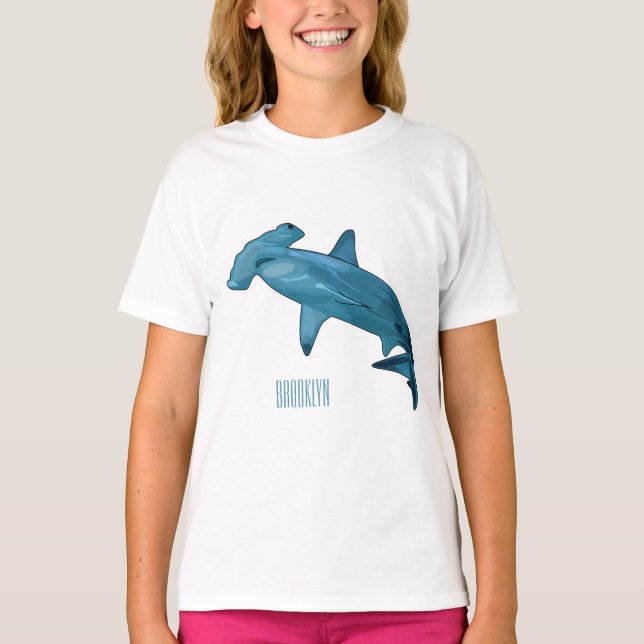Tecknad av hammerhead shark t shirt (Framsida)