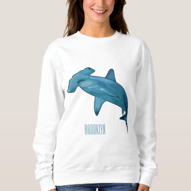 Tecknad av hammerhead shark t shirt (Framsida)