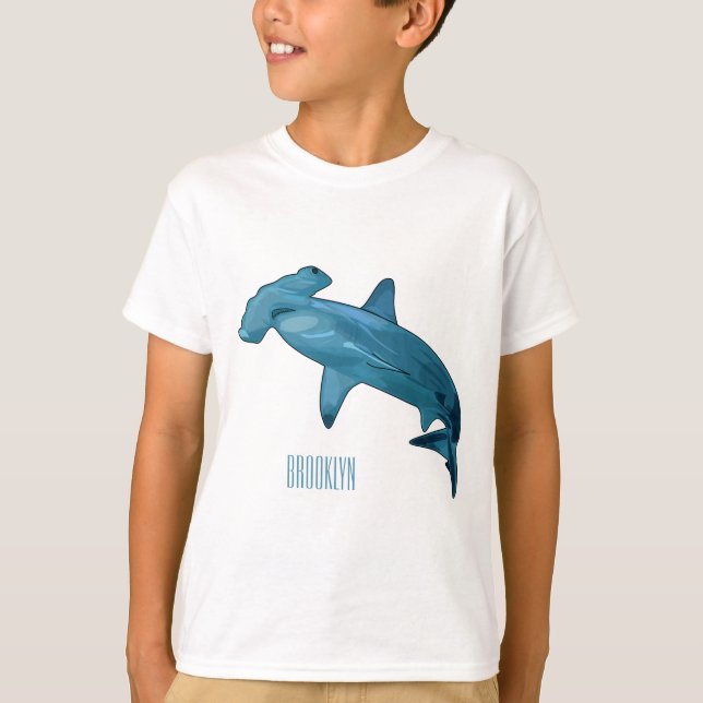Tecknad av hammerhead shark t shirt (Framsida)