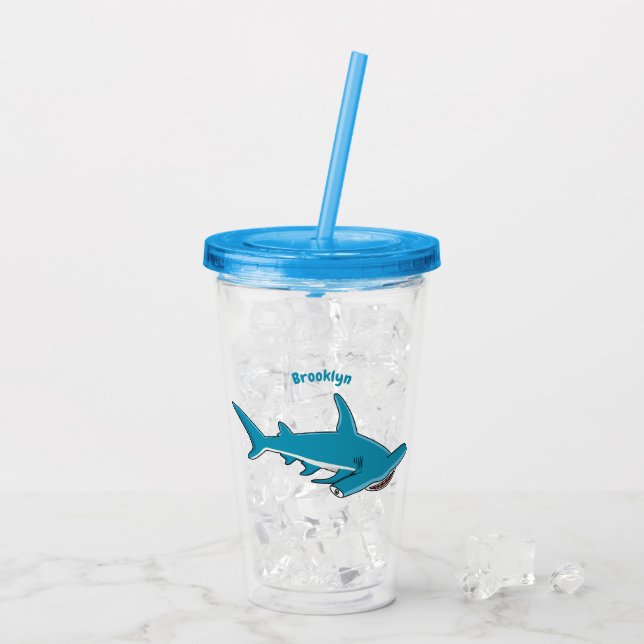 Tecknad av hammerhead shark take away mugg (Baksida Ice)