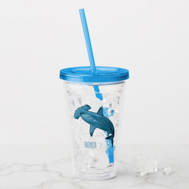 Tecknad av hammerhead shark take away mugg (Framsida Ice)