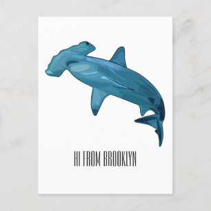 Tecknad av hammerhead shark vykort