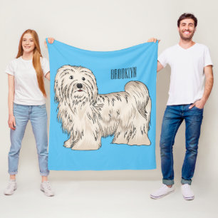 Tecknad av Havanese hund Fleecefilt