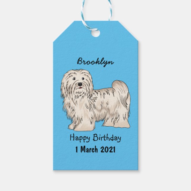 Tecknad av Havanese hund Presentetikett (Framsidan)