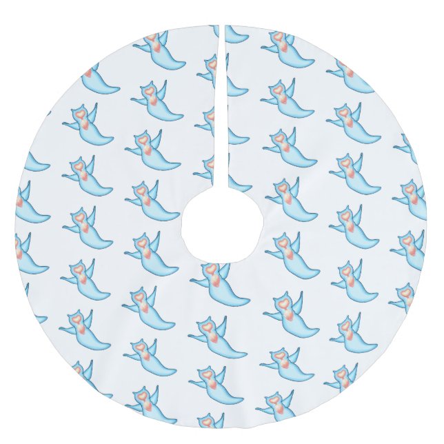 Tecknad av havsänglar julgransmatta borstad polyester (Framsidan)