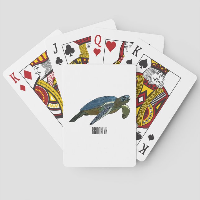 Tecknad av havssköldpadda casinokort (Baksidan)