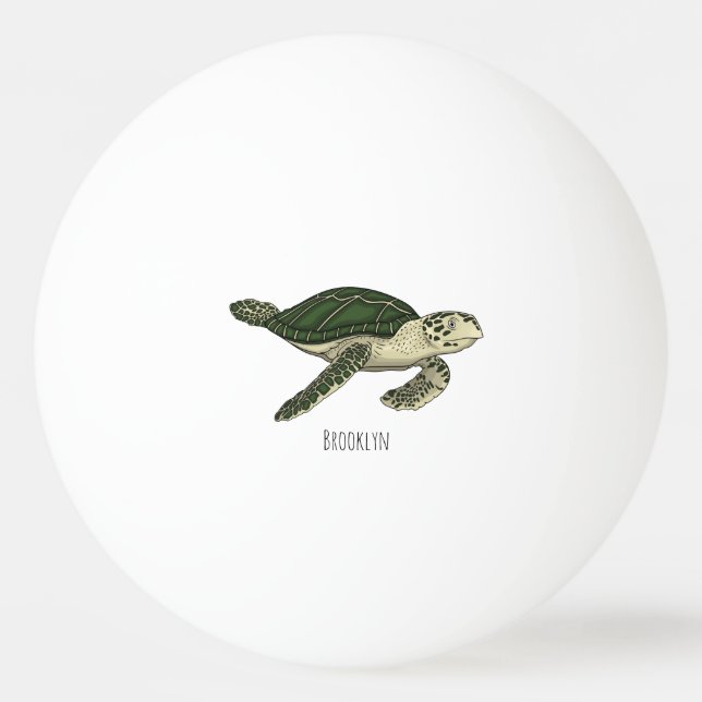 Tecknad av havssköldpadda pingisboll (Framsidan)