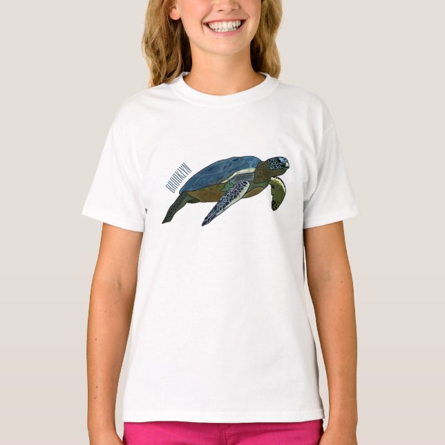 Tecknad av havssköldpadda t shirt (Framsida)
