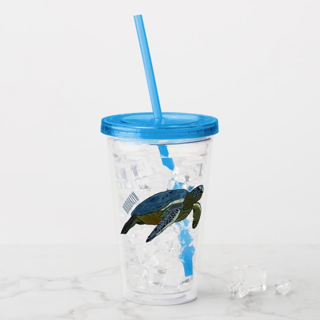 Tecknad av havssköldpadda take away mugg (Framsida Ice)