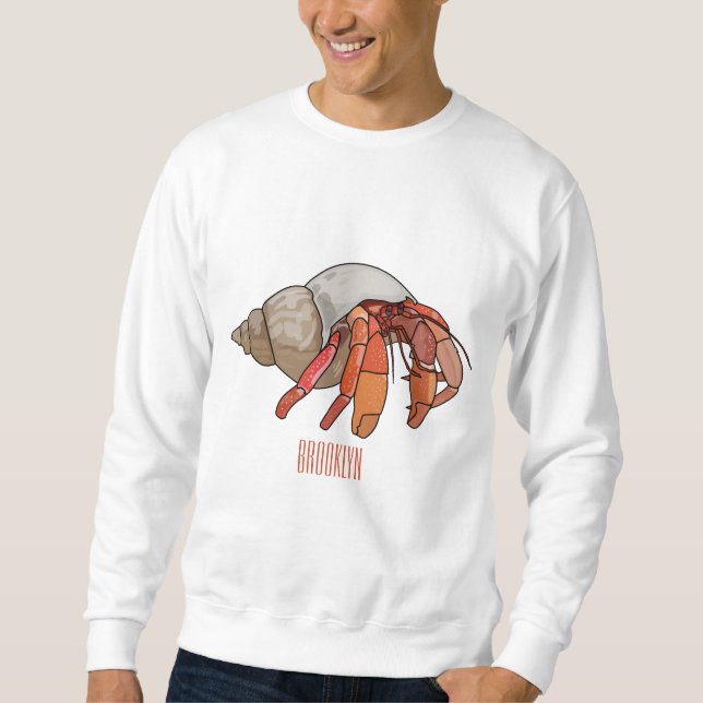 Tecknad av Hermit krab Lång Ärmad Tröja (Framsida)