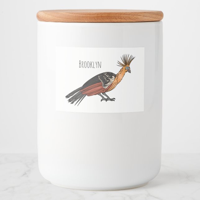 Tecknad av hoatzin-fågel mat etiketter (Framsida)