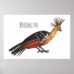 Tecknad av hoatzin-fågel poster