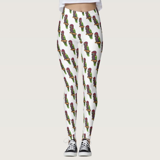 Tecknad av hökspetshuvud papegoja leggings (Framsida)