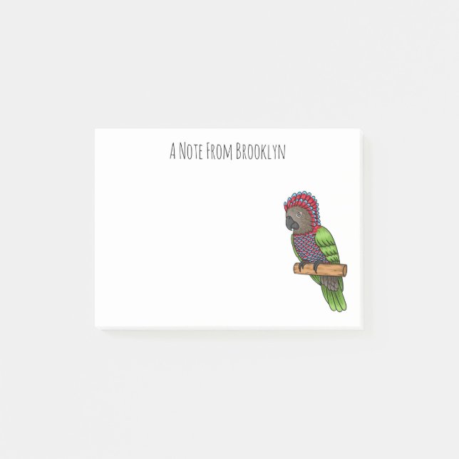 Tecknad av hökspetshuvud papegoja post-it block (Framsida)