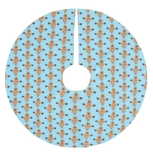tecknad av hoppande quokka- i lycklig julgransmatta borstad polyester (Framsidan)