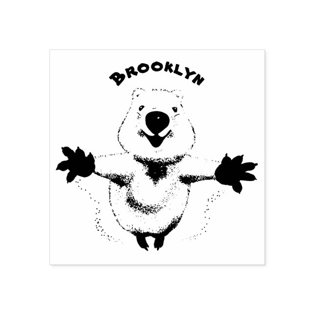 tecknad av hoppande quokka- i lycklig stämpel (Tryck)