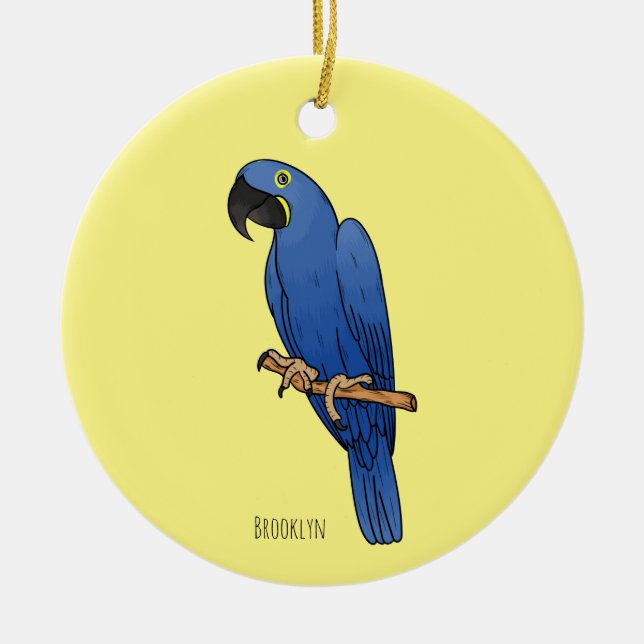 Tecknad av Hyacint macaw-fågel Julgransprydnad Keramik (Framsidan)